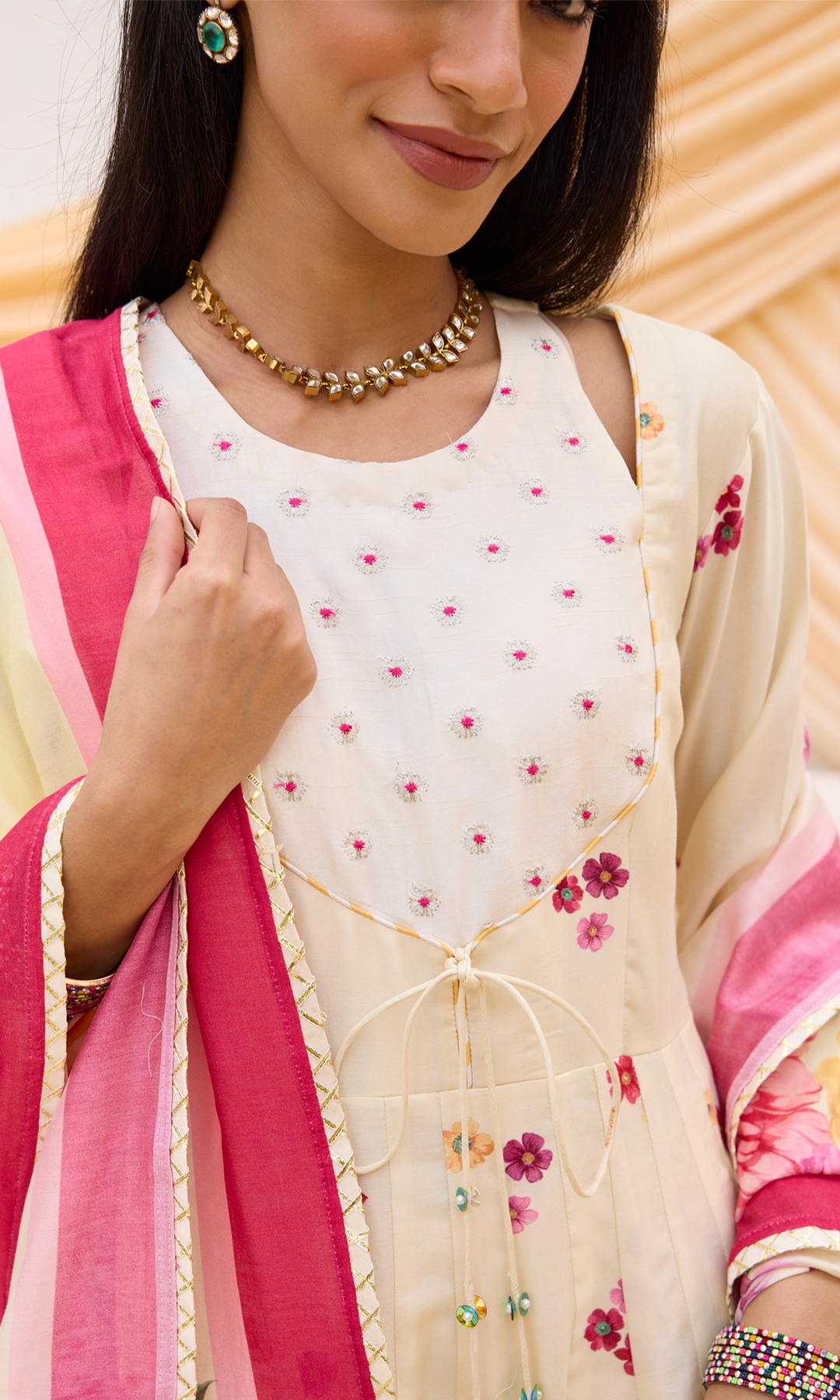 Soraya Set- Chanderi Digitally Printed Floral Anarkali Set (set of 3)