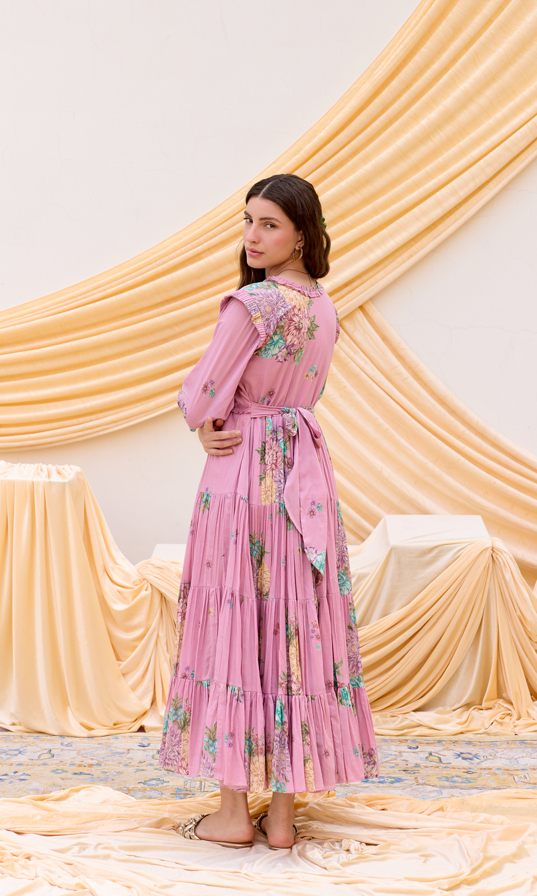Stella- Digitally printed floral printed Mulmul dress