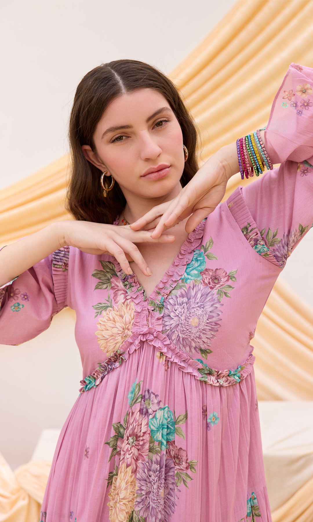 Stella- Digitally printed floral printed Mulmul dress