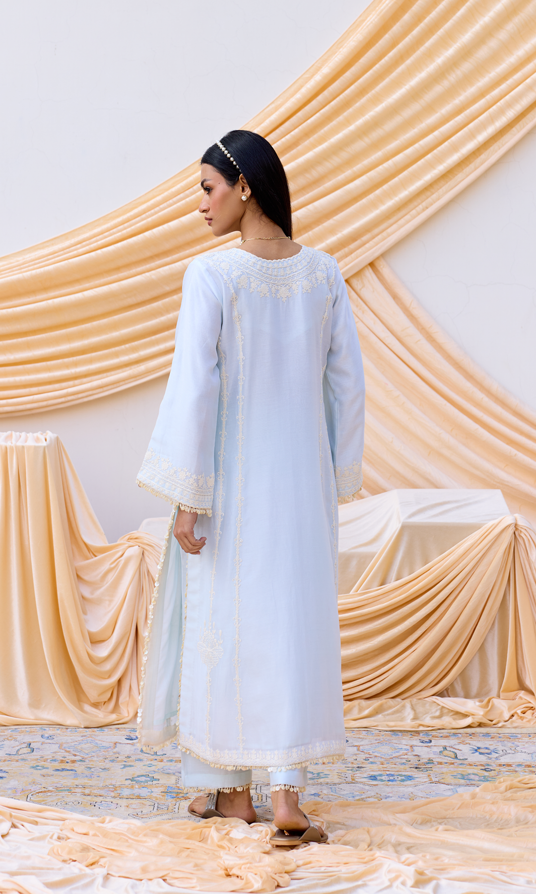 Fiza Set-  Chanderi Embroidered Kaftan Set (Set of 2)