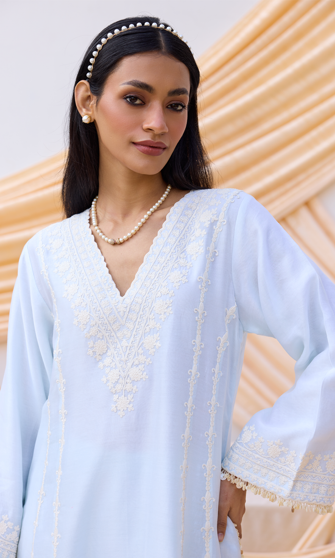 Fiza Set-  Chanderi Embroidered Kaftan Set (Set of 2)