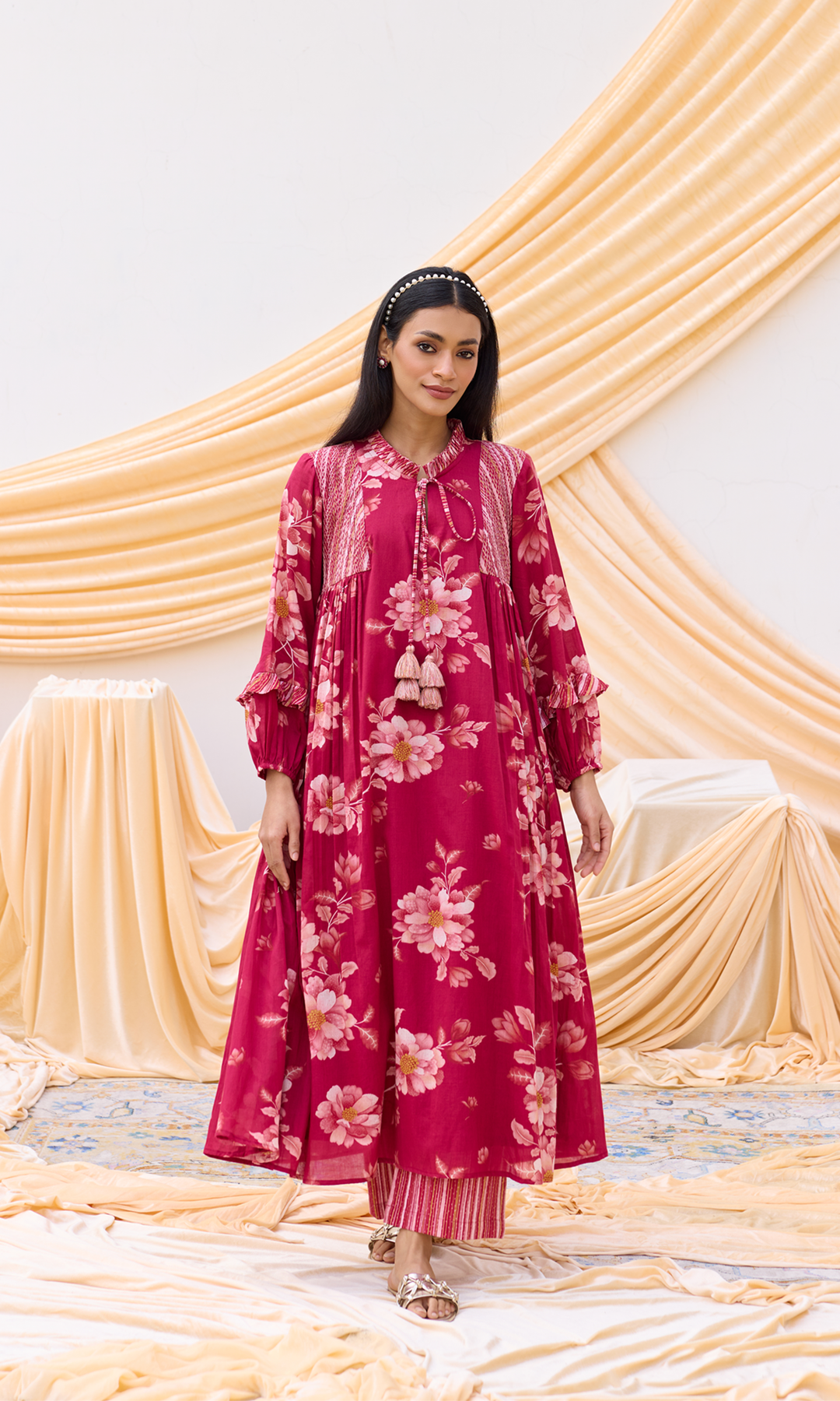 Viola- Digitally Printed Floral Poplin and Mulmul Co-ord Set (Set of 2)