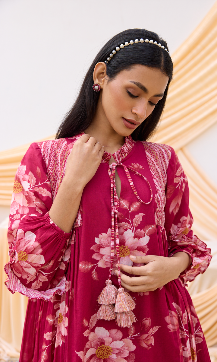 Viola- Digitally Printed Floral Poplin and Mulmul Co-ord Set (Set of 2)