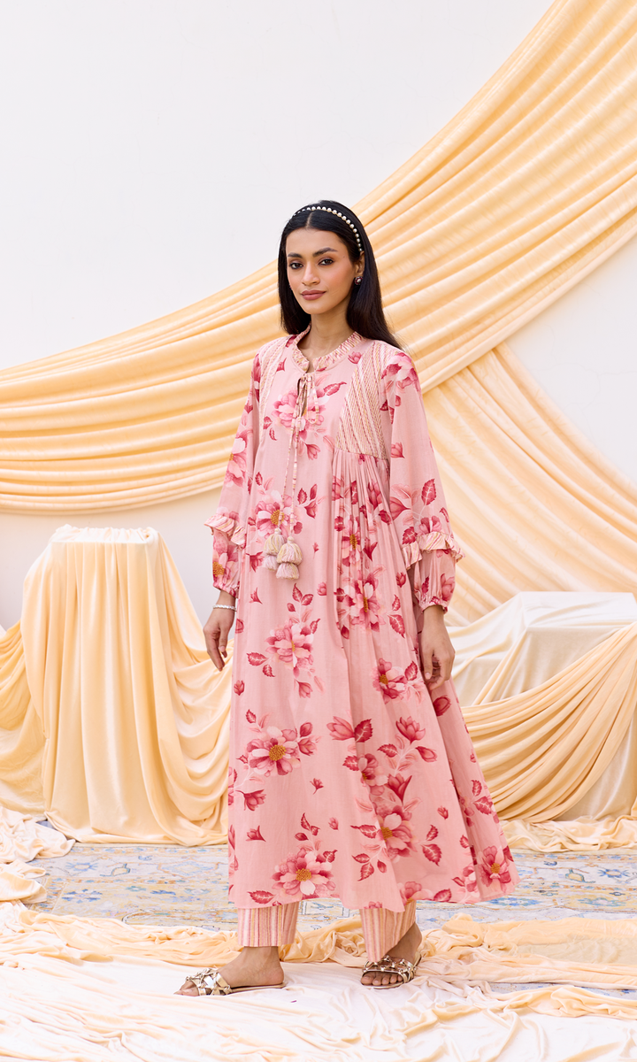 Viola- Digitally Printed Floral Poplin and Mulmul Co-ord Set (Set of 2)