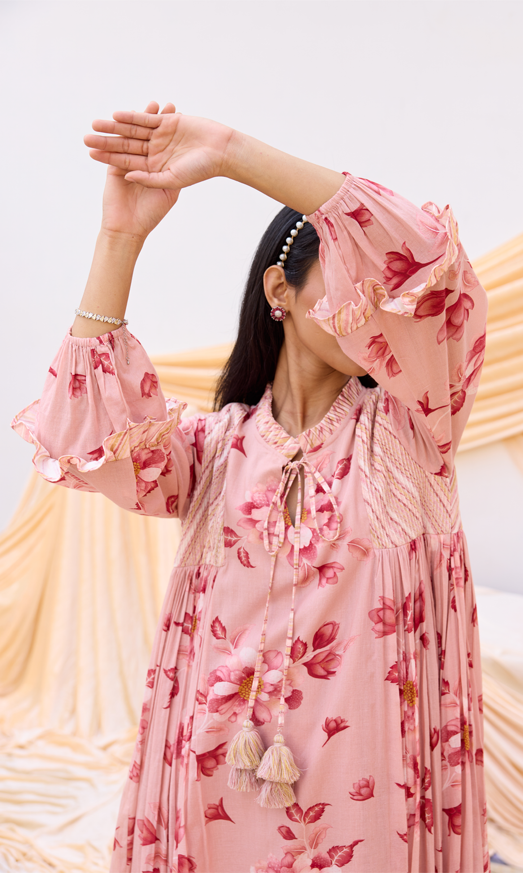 Viola- Digitally Printed Floral Poplin and Mulmul Co-ord Set (Set of 2)