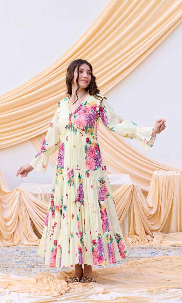 Stella- Digitally printed floral printed Mulmul dress