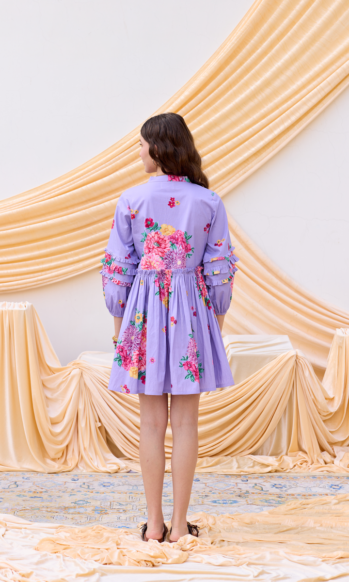Daphne- Digitally Printed Floral Embroidered Cotton Dress