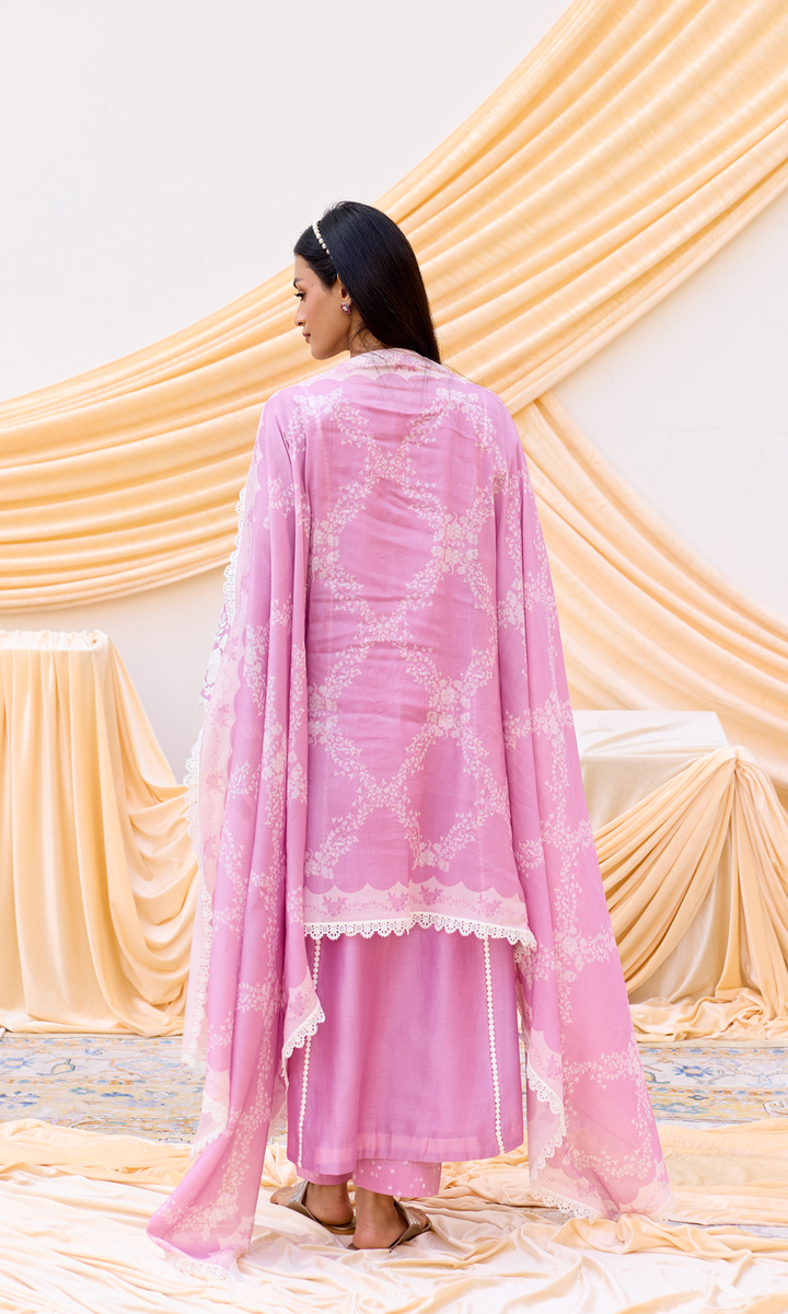 Nour Set- Chanderi Patchwork Kurta Set with Digital Dupatta (set of 3)