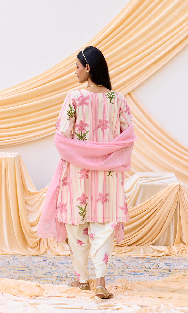 Inaya Set- Embroidered Digital Kurta & Dhoti with Dupatta (set of 3)