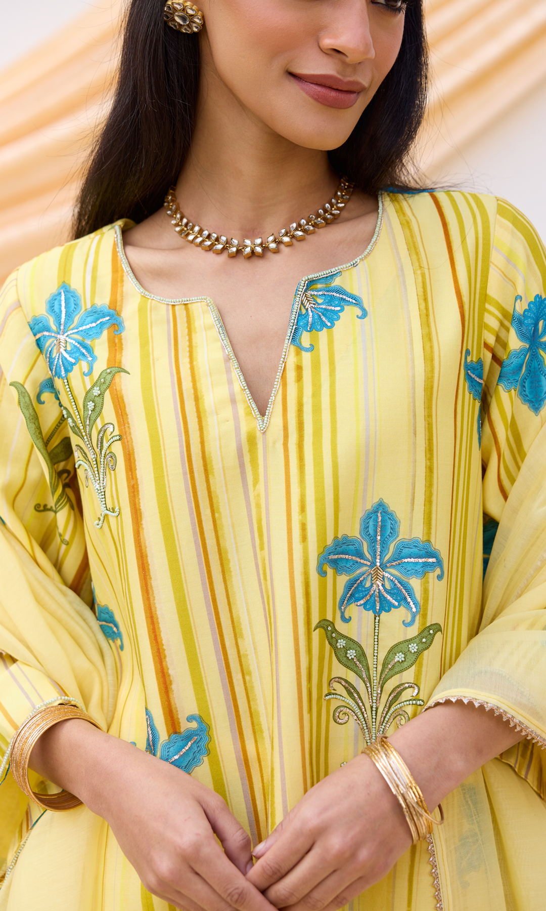 Inaya Set- Embroidered Digital Kurta & Dhoti with Dupatta (set of 3)