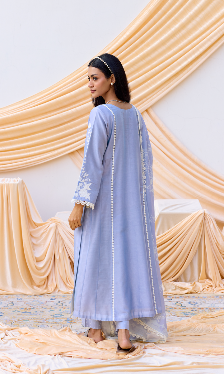 Nour Set- Chanderi Patchwork Kurta Set with Digital Dupatta (set of 3)