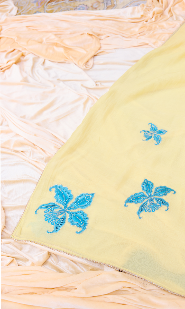 Inaya Set- Embroidered Digital Kurta & Dhoti with Dupatta (set of 3)