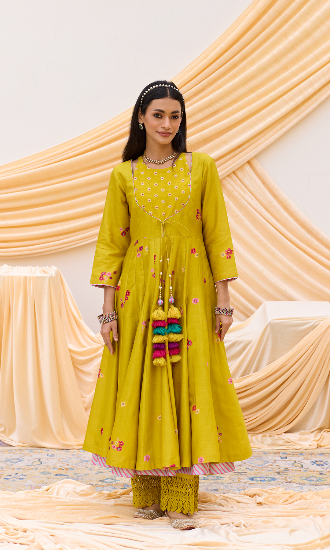 Soraya Set- Chanderi Digitally Printed Floral Anarkali Set (set of 3)