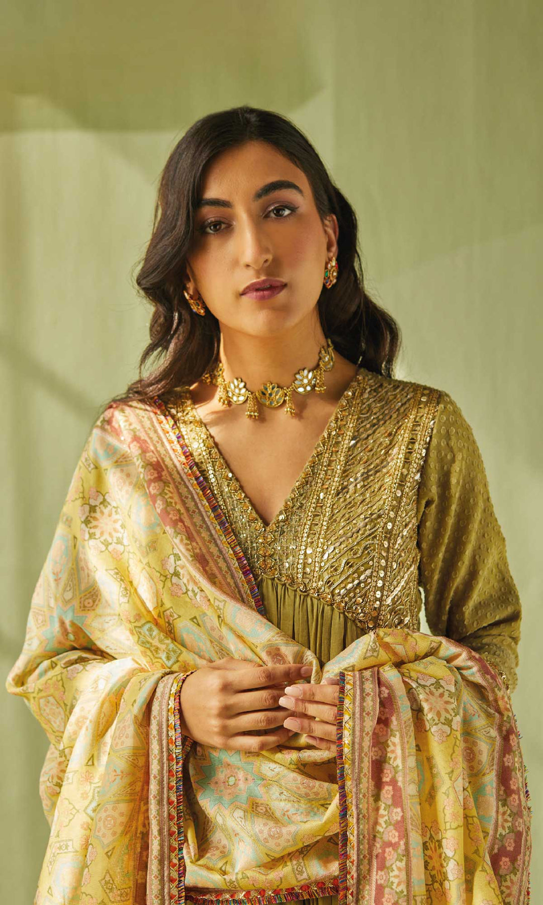 Aafiya Set- Maroon mukaish mulmul hand embroidered anarkali with pants and dupatta (set of 3)