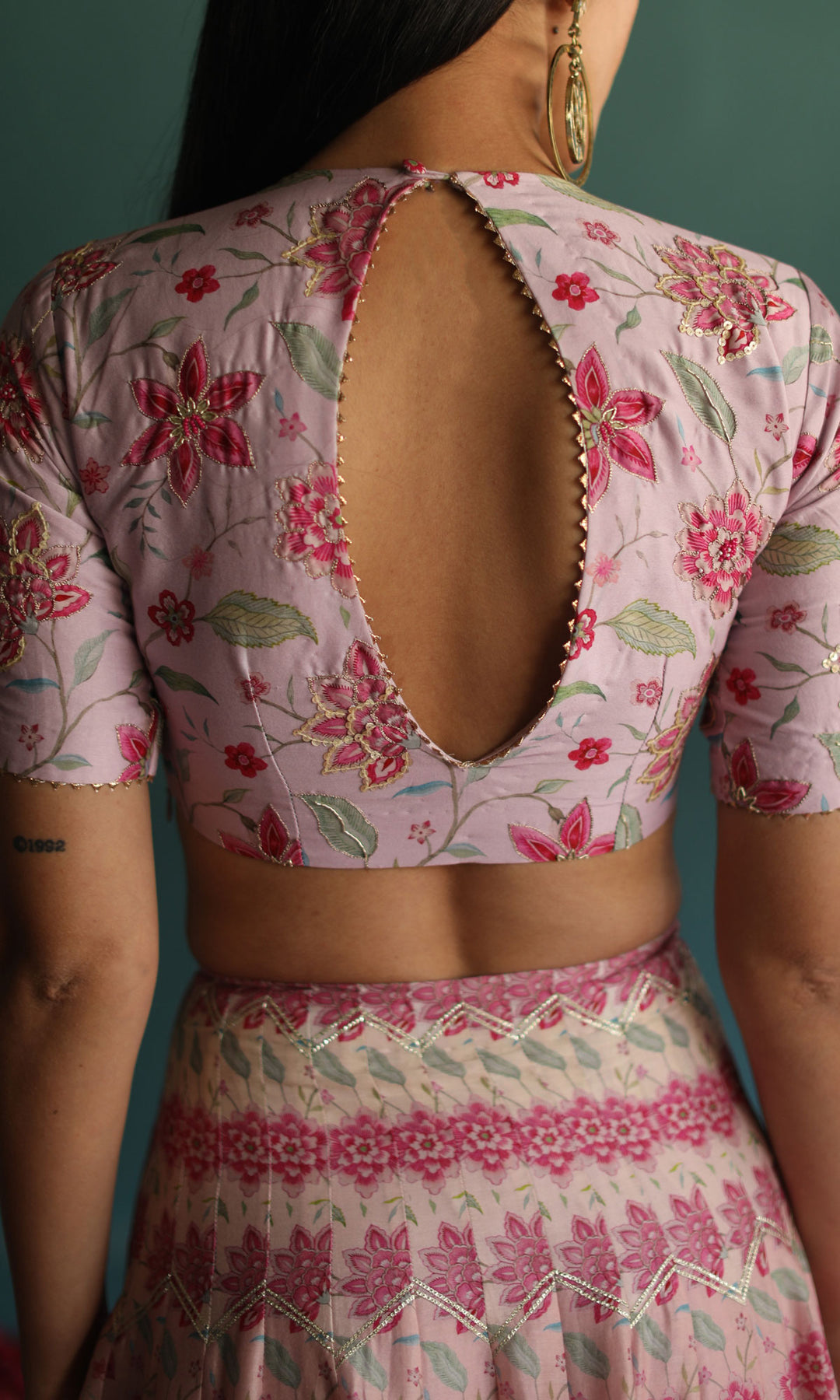 New Love- Pastel digitally printed chanderi lehenga with hand embroidered blouse and organza dupatta (set of 3)